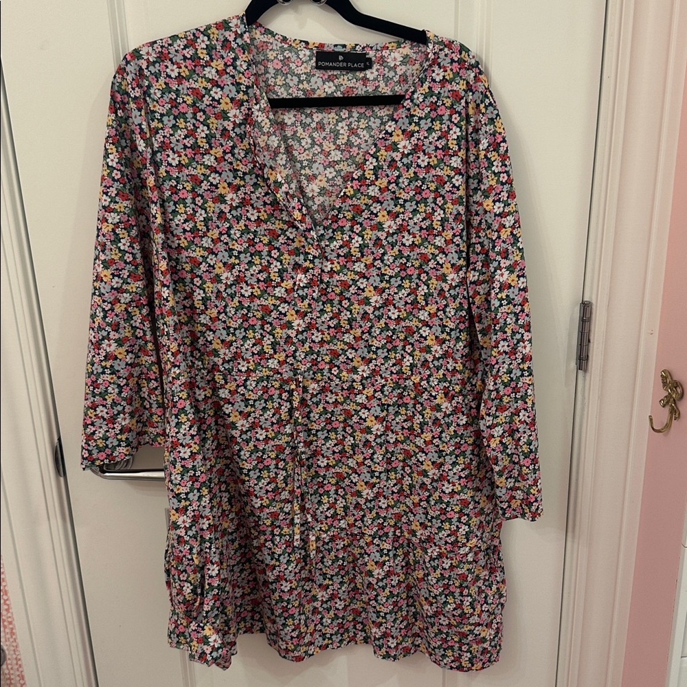 Tuckernuck Pomander Place floral 3/4 sleeve dress size XL tiny flower print